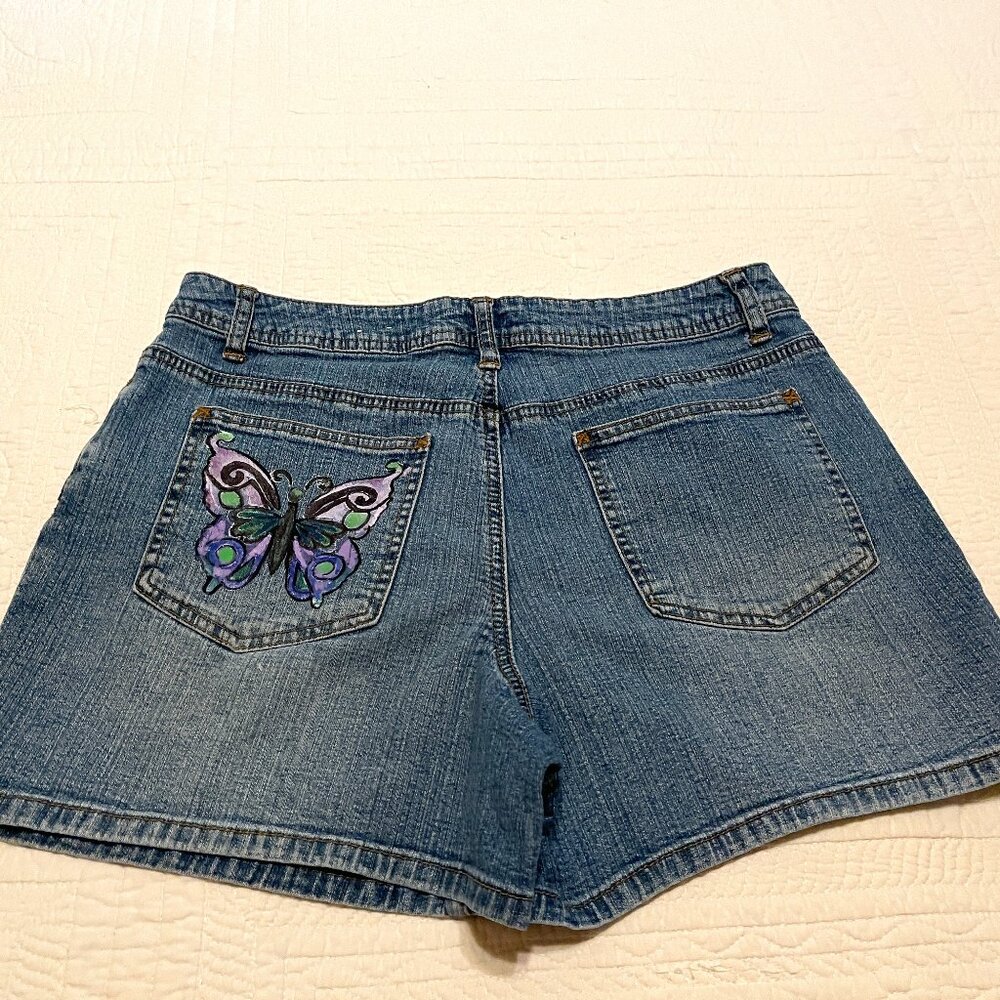 St John Denim Shorts Hand Painted Size 10